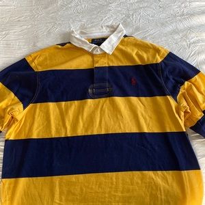 XXL Ralph Lauren Polo yellow and Navy rugby shirt